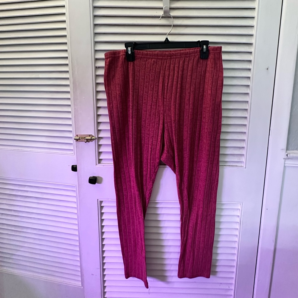 Pink Ribbed Knit Pants